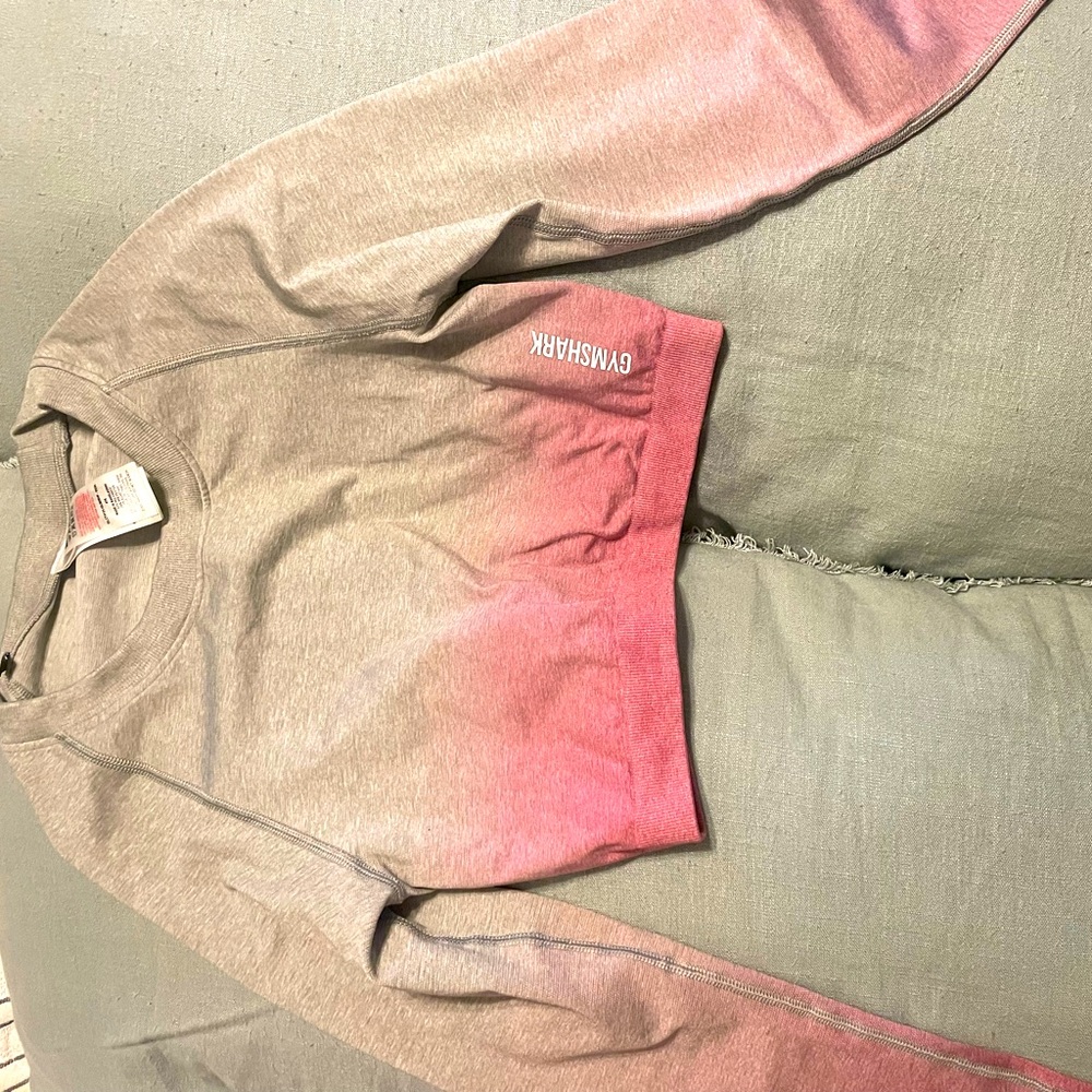 Gymshark adapt ombre seamless long sleeve crop top - Gray & pink ombre